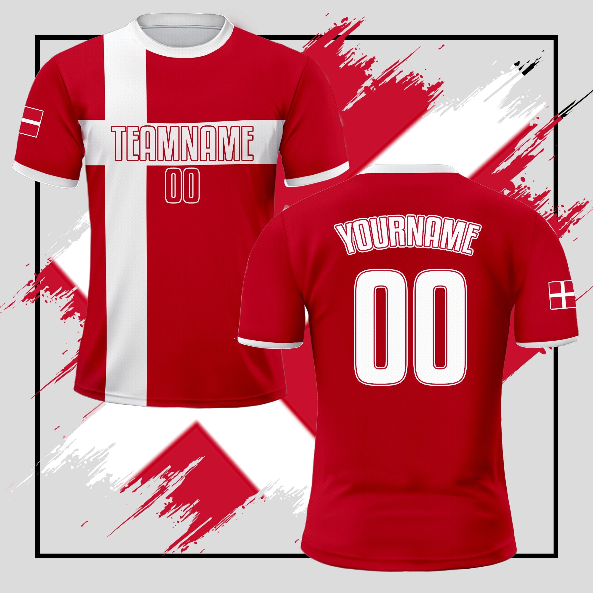 Custom Denmark Soccer Jersey for Men Women Youth Kid Uniform Shirt for Fan Player, Personalized Name Number Logo National Team Soccer Jersey