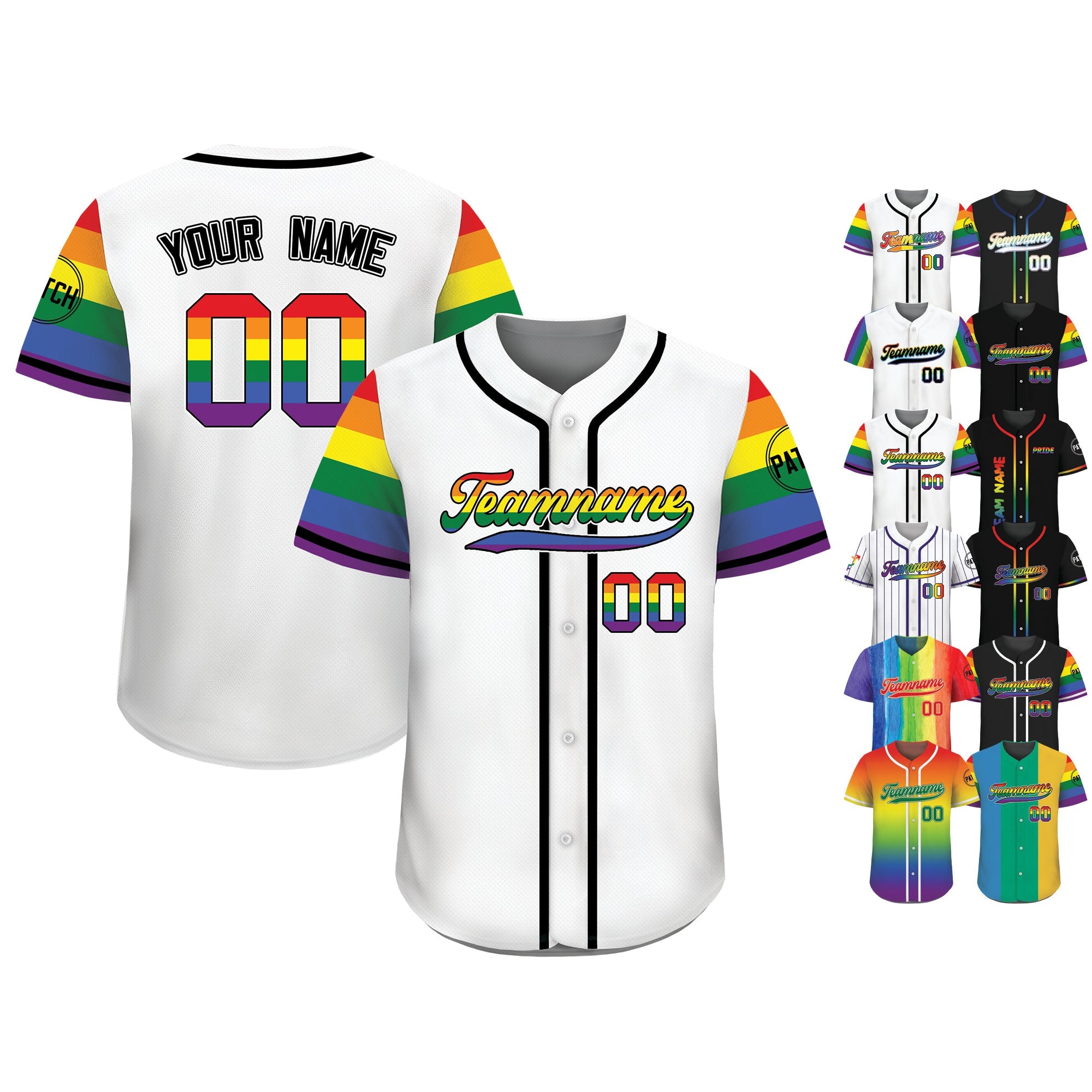 Custom LGBTQ Pride Month Baseball Jersey with Teamname Name Number, Rainbow Pride Jersey for LGBT, Personalized LGBT Team Baseball Jersey