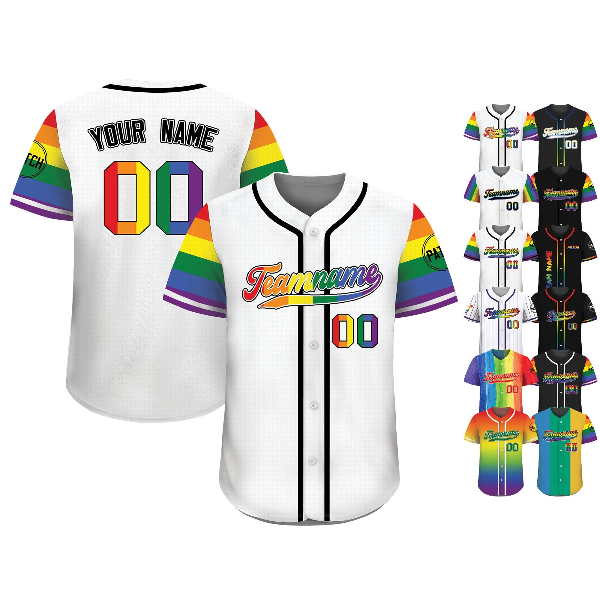 Custom Rainbow LGBTQ Pride Month Baseball Shirt, Custom Name Rainbow Pride Jersey for LGBT Lovers, Personalized LGBT Team Baseball Jersey