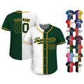 Custom Baseball Jersey with Teamname Name Number,Jersey for Men Women Youth,Personalized Split Button Down Jersey Printed White Forest Green