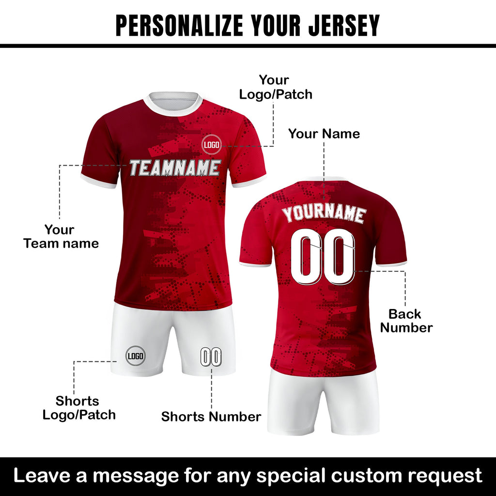 Custom Soccer Jersey for Men Women Youth Kid Team Uniform, Personalized Jersey with Team Name Logo Number, Custom Red Soccer Jersey Shirt