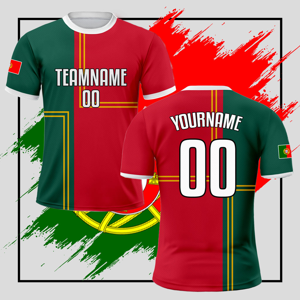 Custom Portugal Soccer Jersey for Men Women Youth Kid Uniform Shirt for Fan Player Personalized Name Number Logo National Team Soccer Jersey