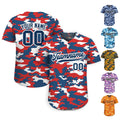 Personalized Camo Baseball Jersey with Teamname Name Number, Gifts for Baseball Fans, Jerseys Shirt for Men Women Youth Kid Printed Navy Red