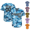 Personalized Printed Light Blue Camo Baseball Jersey with Teamname Name Number, Gifts for Baseball Fans, Jerseys Shirt for Men Women Youth