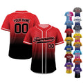 Printed Black Red Gradient Custom Baseball Jersey with Teamname Name Number, Jerseys Shirt for Men Women Youth Kid, Gifts for Baseball Fans