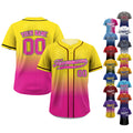 Custom Gradient Baseball Jersey with Teamname Name Number Yellow Pink, Custom Jersey Shirt for Men Women Youth Kid, Gifts for Baseball Fans