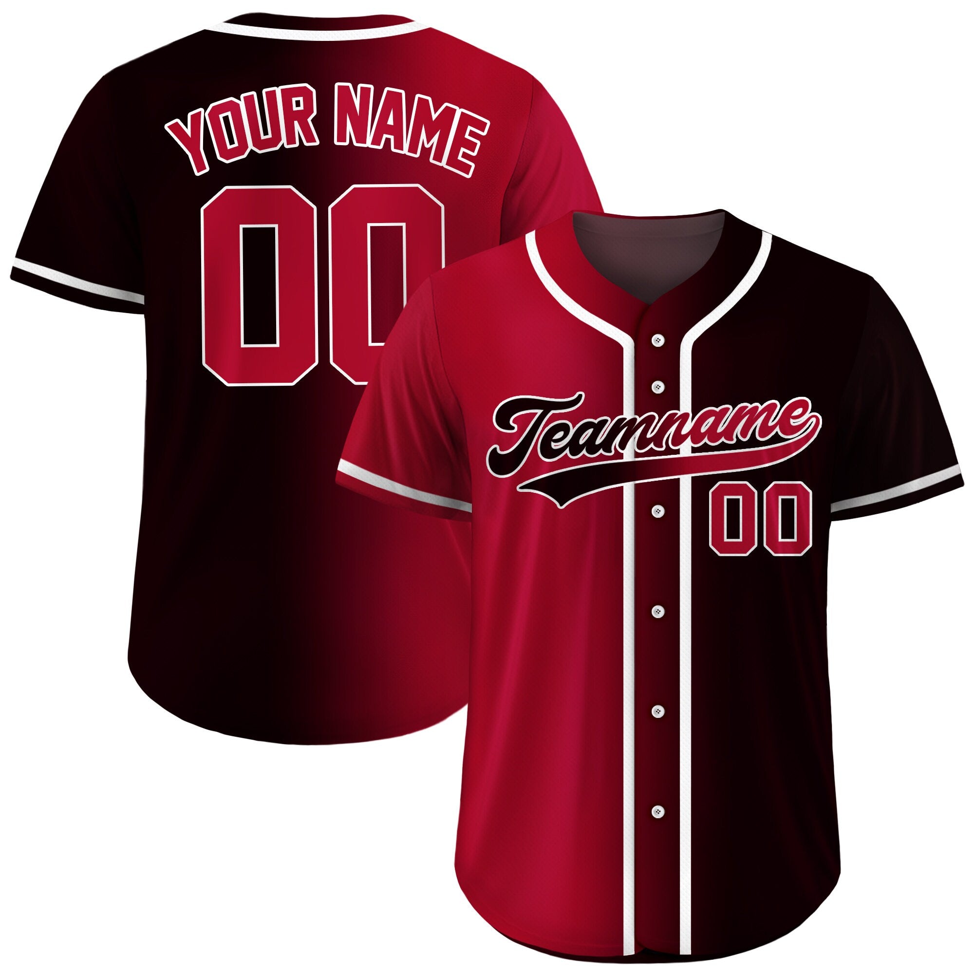 Custom Baseball Jersey Gradient with Teamname Name Number, Custom Jersey Shirt for Men Women Youth Kid, Gift for Baseball Fans Red Navy