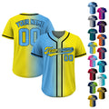 Custom Baseball Jersey Gradient with Teamname Name Number, Custom Jersey Shirt for Men Women Youth Kid, Gift for Baseball Fans Blue Yellow