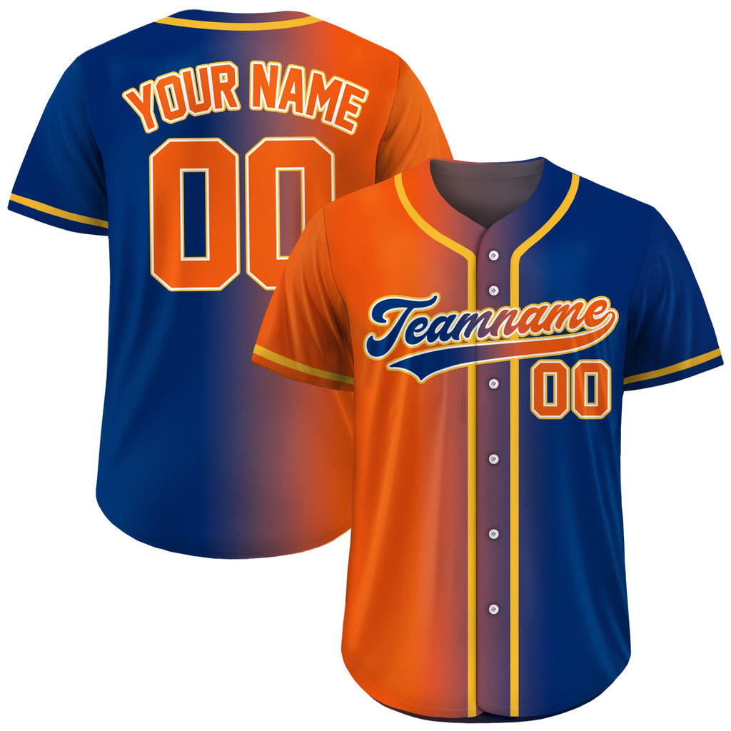 Printed Gradient Custom Baseball Jersey with Teamname Name Number, Jersey Shirt for Men Women Youth Kid Gifts for Baseball Fan Navy Orange