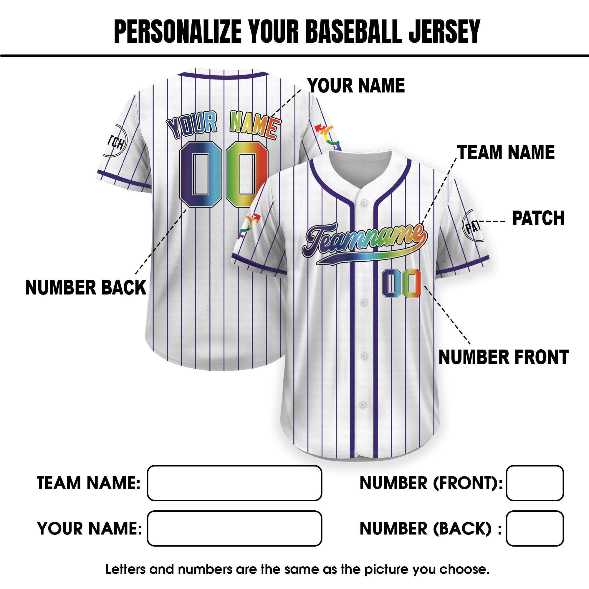 Custom LGBTQ Pride Month Baseball Jersey with Teamname Name Number, Personalized Rainbow Pride button down Jersey for LGBT
