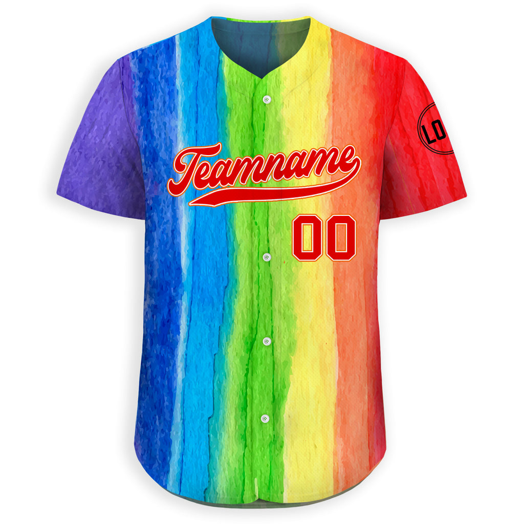 Custom LGBTQ Pride Month Baseball Jersey with Teamname Name Number, Rainbow Pride Jersey for LGBT, Personalized LGBT Team Baseball Jersey
