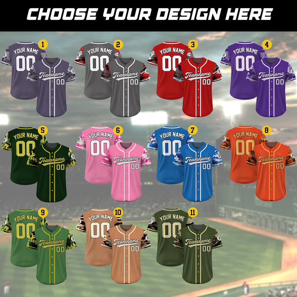 Custom Camo Baseball Jersey Custom Name Number Logo, Personalized Baseball Jersey For Adult Kid, Camouflage Baseball Jersey Uniform Blue