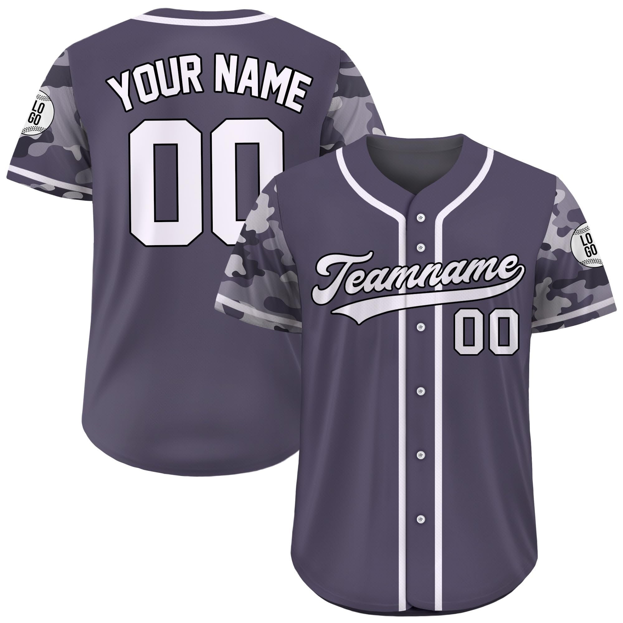 Custom Camouflage Baseball Jersey with Teamname Name Number Logo, Personalized Baseball Jersey For Adult Kid, Camo Baseball Uniform For Fans