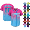 Printed Gradient Custom Baseball Jersey with Teamname Name Number, Jerseys Shirt for Men Women Youth Kid Gifts for Baseball Fans Blue Pink