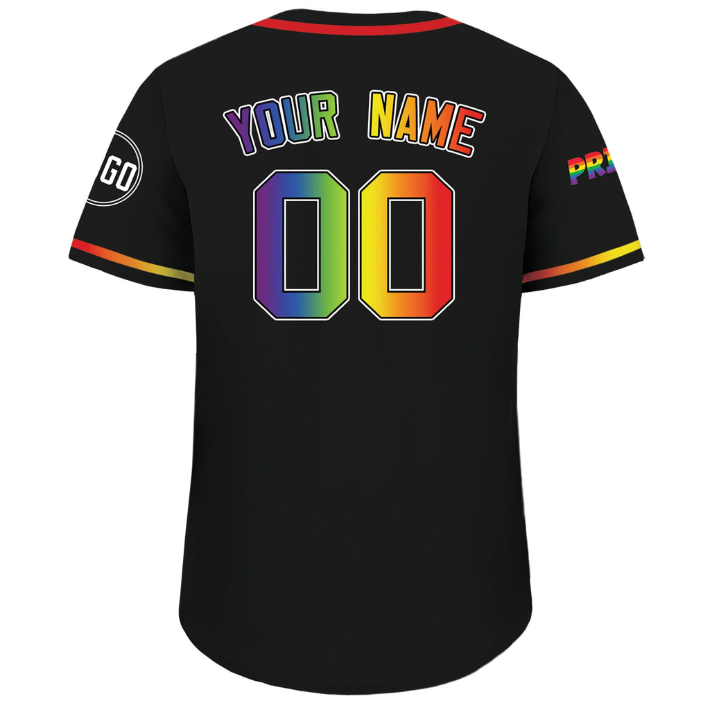 Custom LGBTQ Pride Month Baseball Jersey with Teamname Name Number, Rainbow Pride Jersey for LGBT, Personalized LGBT Team Baseball Jersey