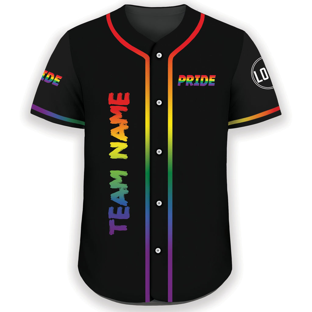Custom LGBTQ Pride Month Baseball Jersey with Teamname Name Number, Rainbow Pride Jersey for LGBT, Personalized LGBT Team Baseball Jersey