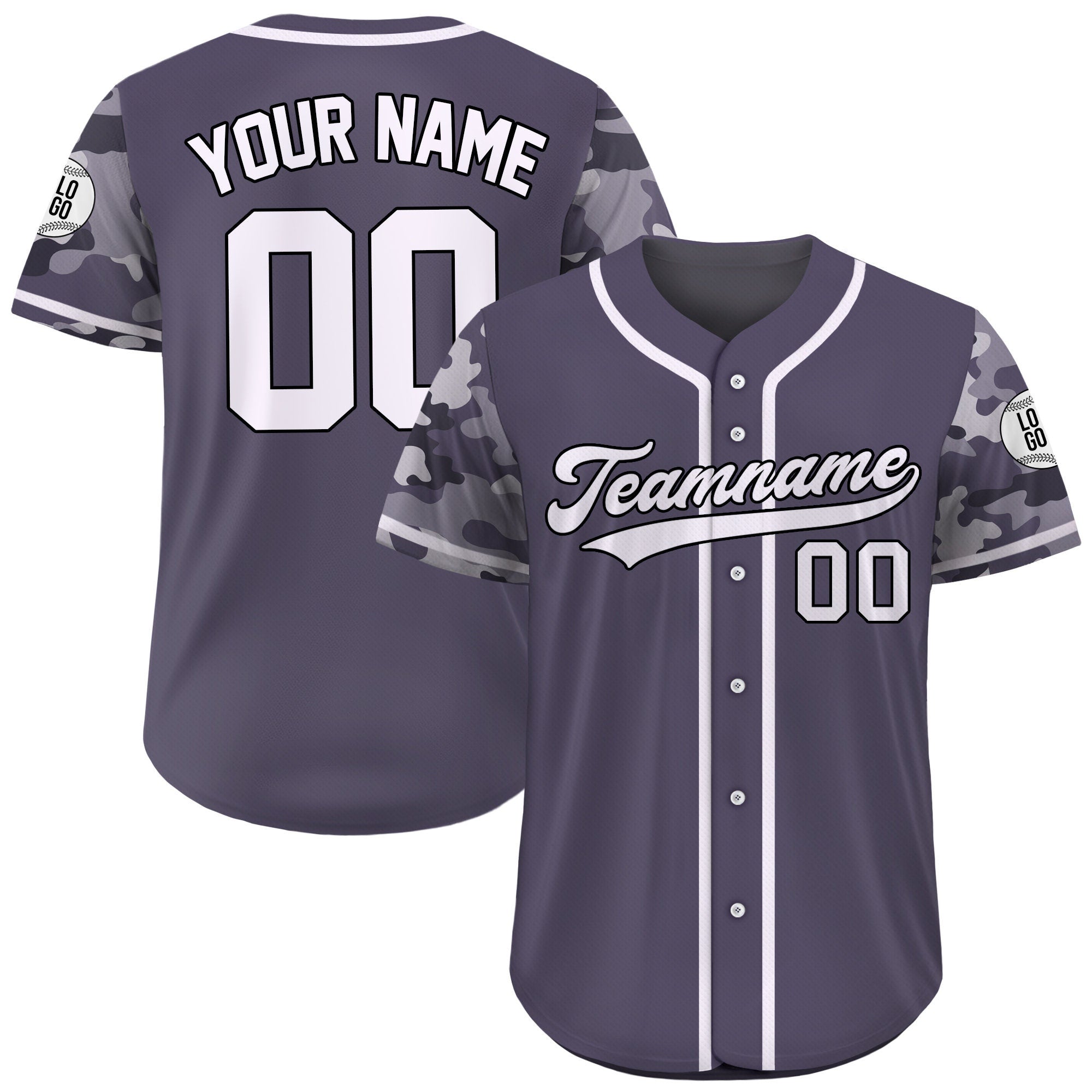 Custom Camo Baseball Jersey Custom Name Number Logo, Personalized Baseball Jersey For Adult Kid, Camouflage Baseball Uniform Light Purple