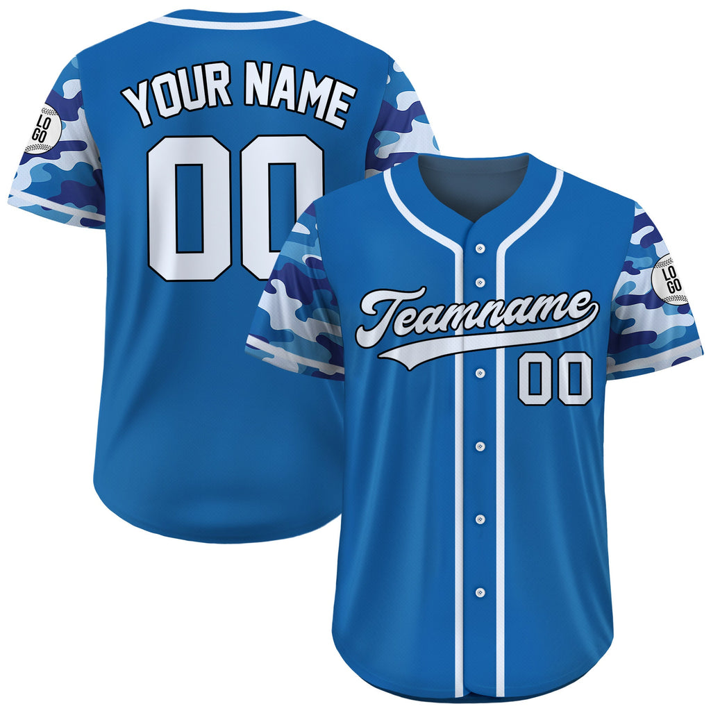 Custom Camo Baseball Jersey Custom Name Number Logo, Personalized Baseball Jersey For Adult Kid, Camouflage Baseball Jersey Uniform Blue