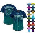 Custom Baseball Jersey Gradient with Teamname Name Number Logo, Personalized Jersey Shirt for Adult Kid, Gift for Baseball Fans Navy Green