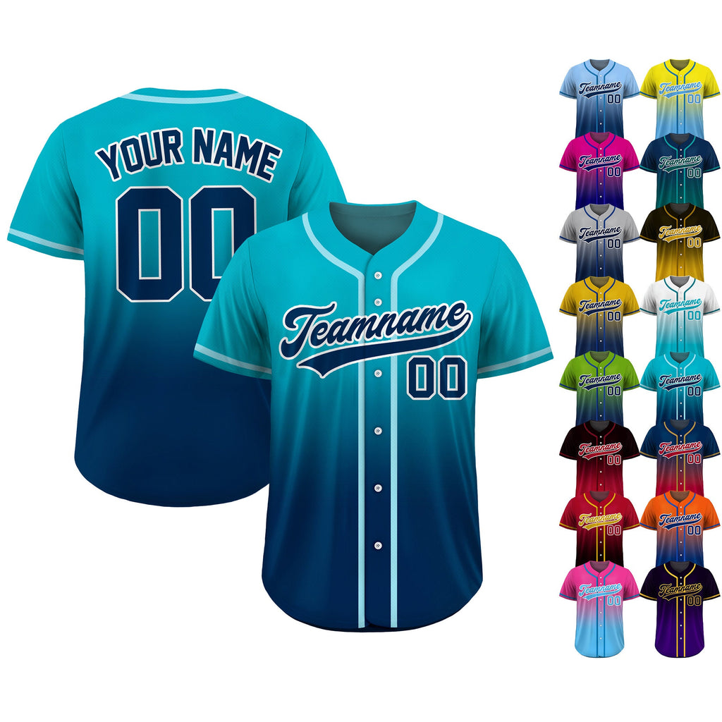 Custom Baseball Jersey Gradient with Teamname Name Number Logo, Personalized Jersey Shirt for Adult Kid, Gift for Baseball Fans Navy Blue