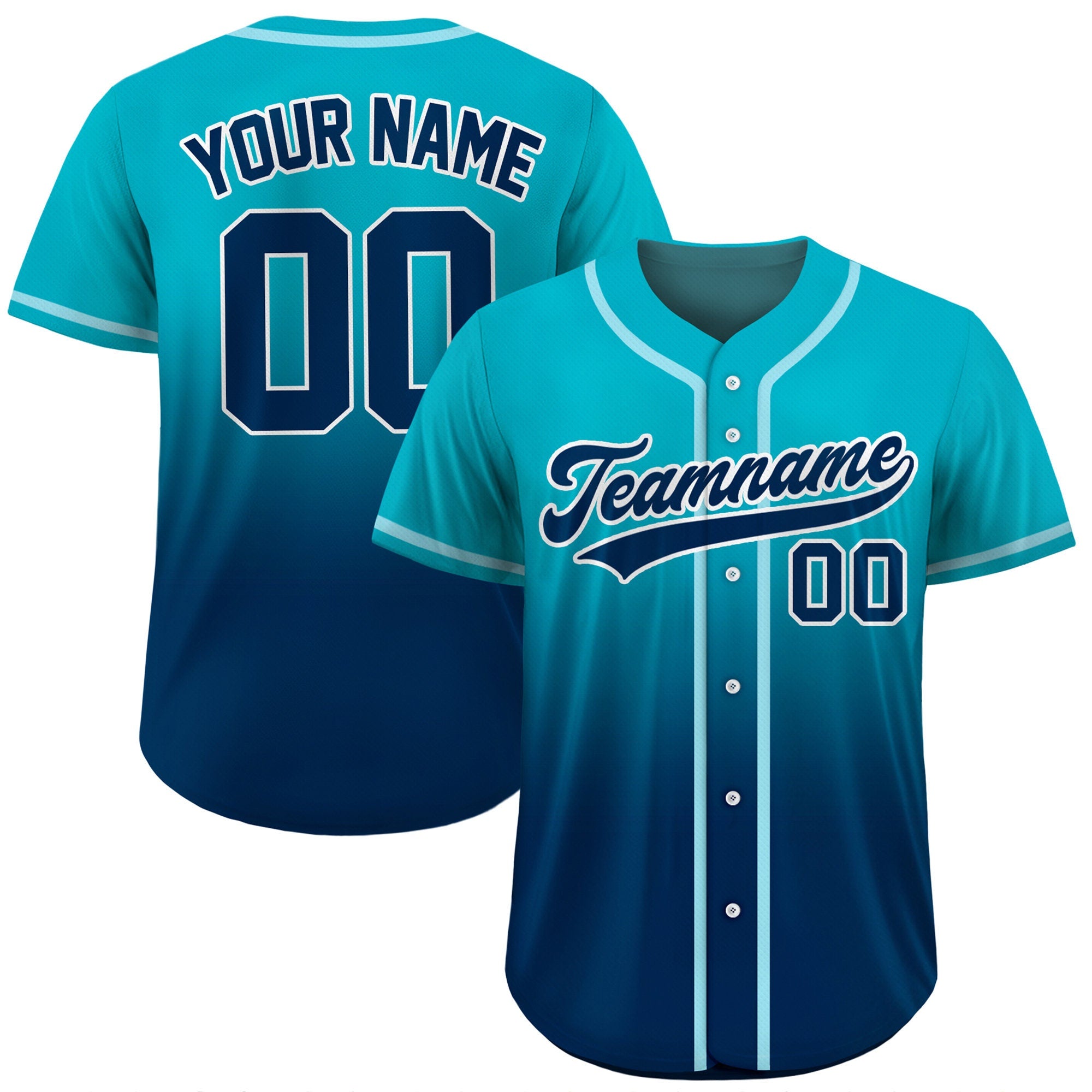 Custom Baseball Jersey Gradient with Teamname Name Number Logo, Personalized Jersey Shirt for Adult Kid, Gift for Baseball Fans Navy Blue