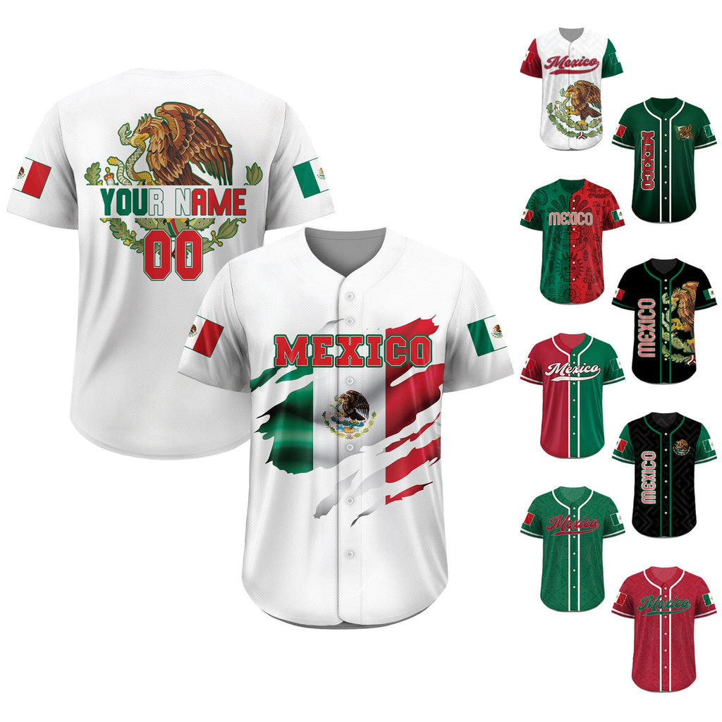 Personalization Baseball Jersey Mexico, Custom Team Name Number Mexican Jersey Shirt for Men Women Youth Kid Game Day Outfit For Mexico Fans