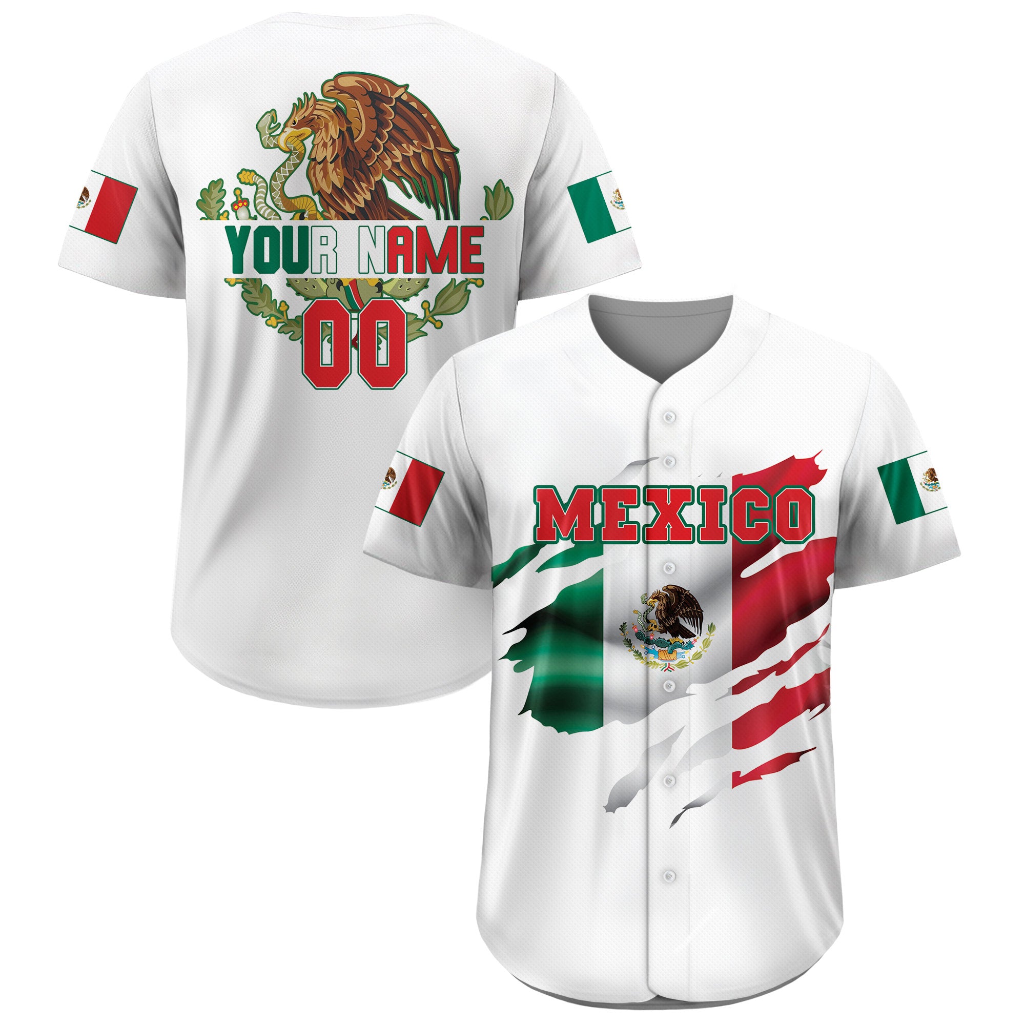 Personalization Baseball Jersey Mexico, Custom Team Name Number Mexican Jersey Shirt for Men Women Youth Kid Game Day Outfit For Mexico Fans