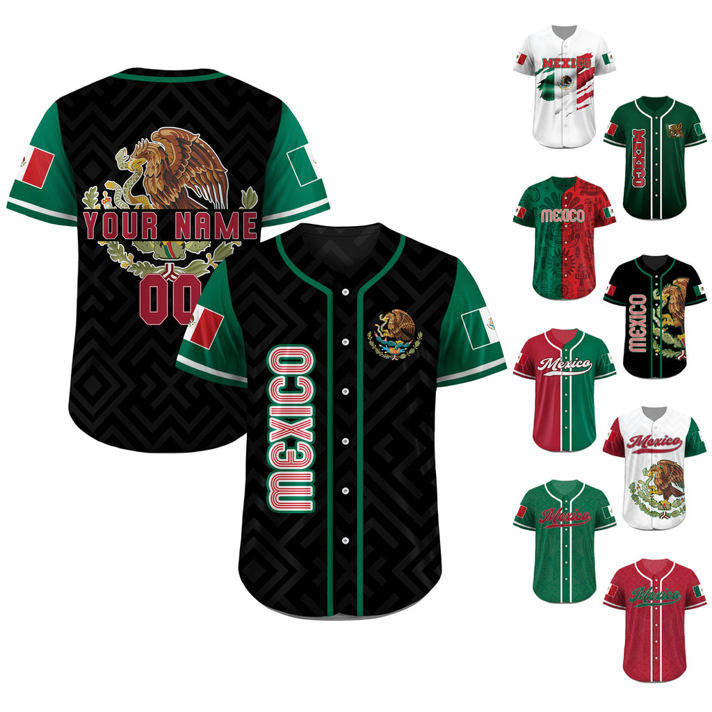 Personalization Baseball Jersey Mexico, Custom Team Name Number Mexican Jersey Shirt for Men Women Youth Kid Game Day Outfit For Mexico Fans
