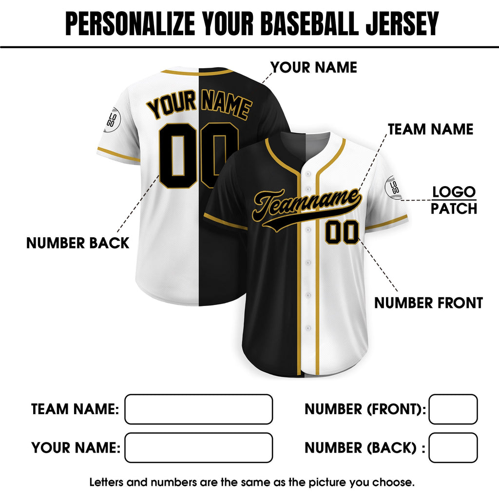 Custom Baseball Jersey with Teamname Name Number Jersey Shirt for Men Women Youth,Personalized Split Button Down Jerseys Printed White Black
