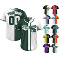 Custom Split Baseball Jersey For Adult Kid, Custom Team Name Number Logo Jersey, Personalized Baseball Jersey Uniform Split Green White