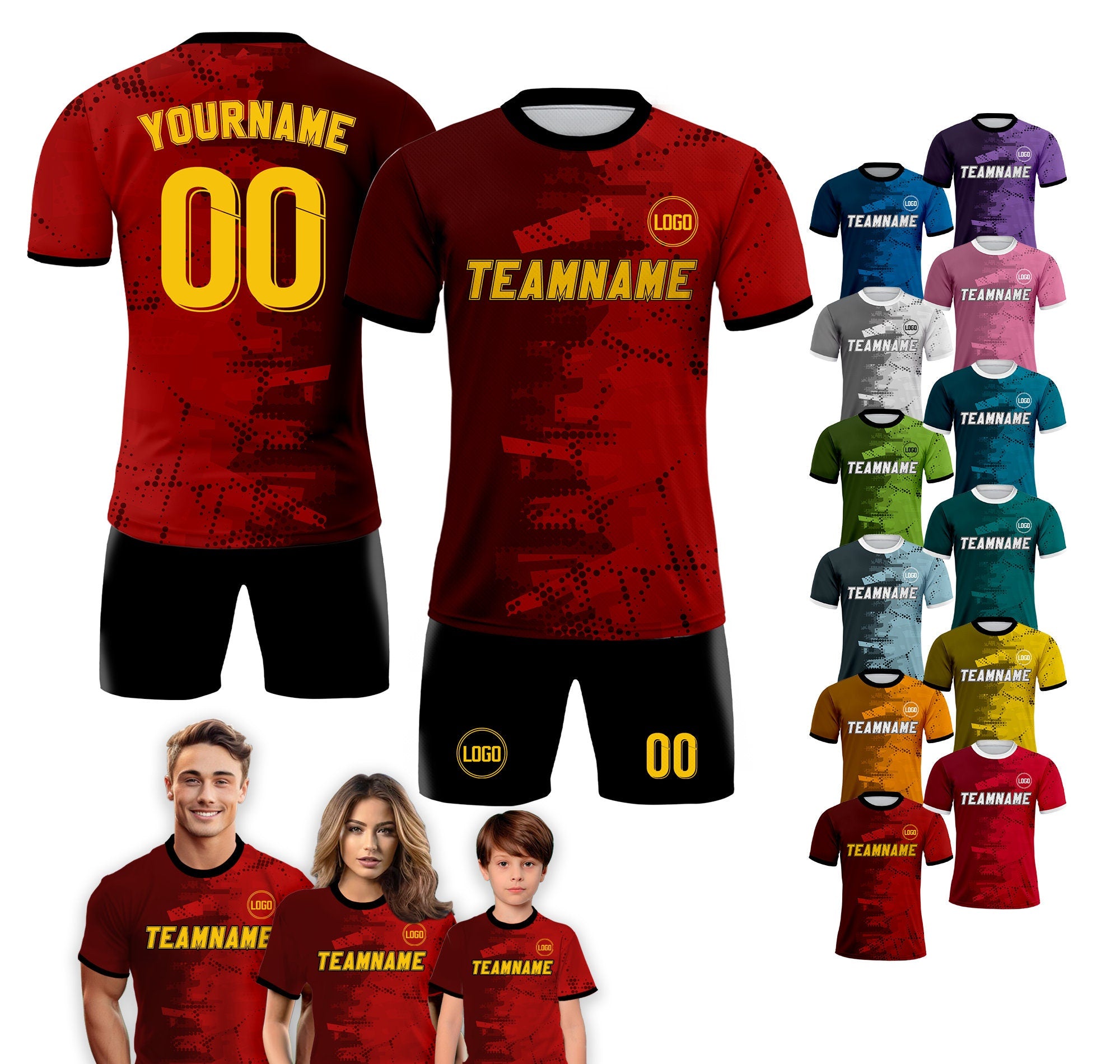Custom Soccer Jersey for Adult Kid Soccer Team Uniform, Personalized Team Name Logo Number Soccer Jersey, Soccer Custom Uniform Sublimation