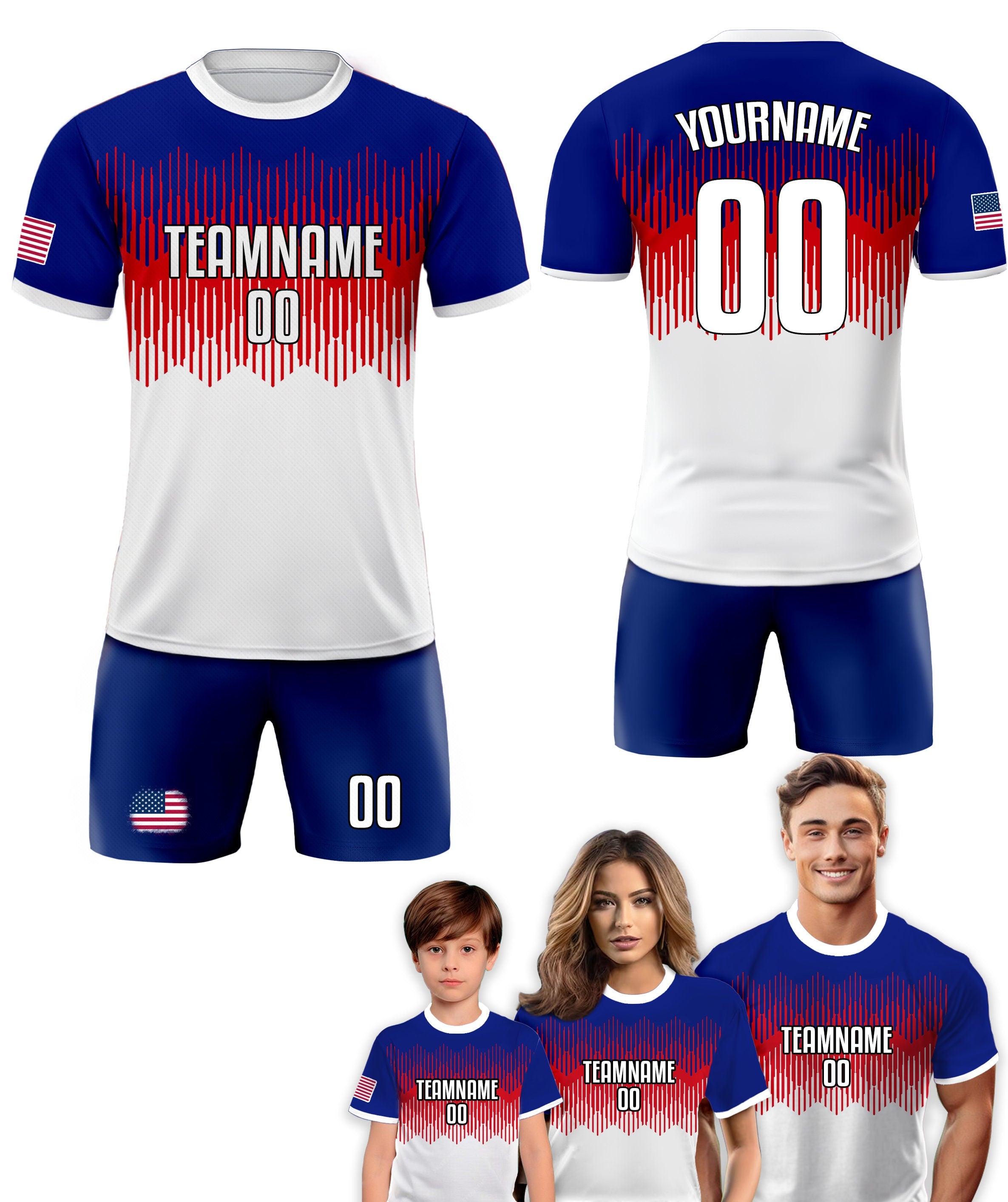 Custom USA Soccer Jersey for Men Women Youth Kid Shirt for Fans Player, Personalized Name Number Logo Jersey Uniform, National Soccer Jersey