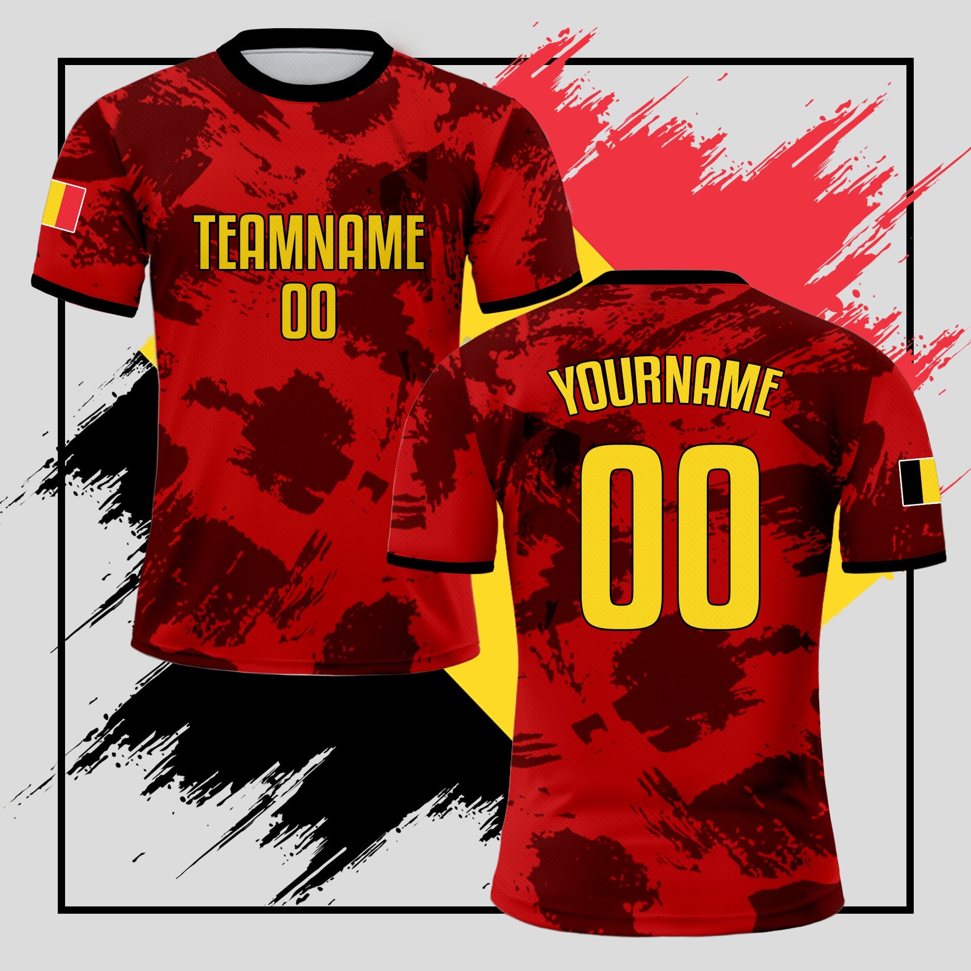 Custom Belgium Soccer Jersey for Men Women Youth Kid Uniform Shirt for Fans Player, Personalized Name Number Belgium National Soccer Jersey