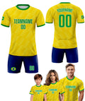 Custom Brazil Soccer Jersey for Men Women Youth Kid Shirt for Fans Player, Personalized Name Number Logo National Team Soccer Jersey for Kid