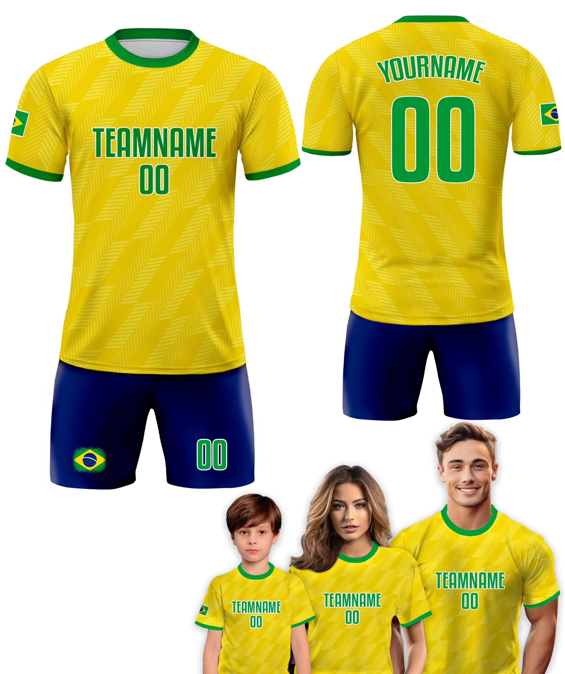 Custom Brazil Soccer Jersey for Men Women Youth Kid Shirt for Fans Player, Personalized Name Number Logo National Team Soccer Jersey for Kid