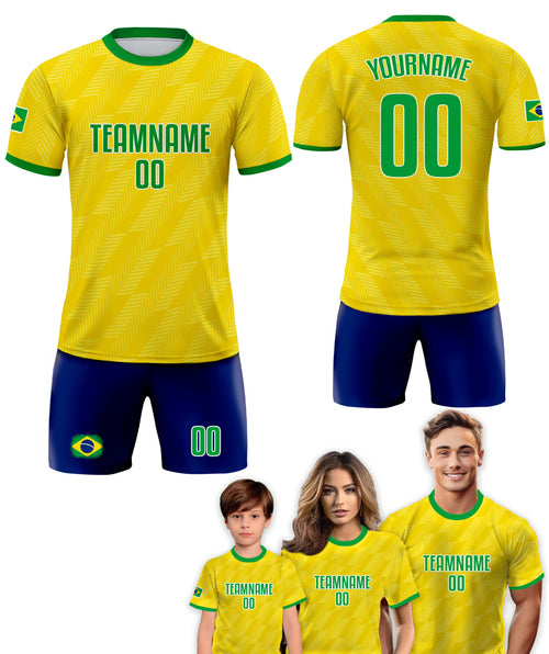 Custom Brazil Soccer Jersey for Men Women Youth Kid Shirt for Fans Player, Personalized Name Number Logo National Team Soccer Jersey for Kid