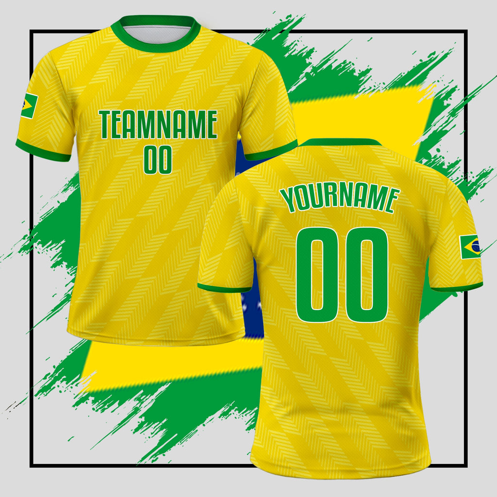 Custom Brazil Soccer Jersey for Men Women Youth Kid Shirt for Fans Player, Personalized Name Number Logo National Team Soccer Jersey for Kid
