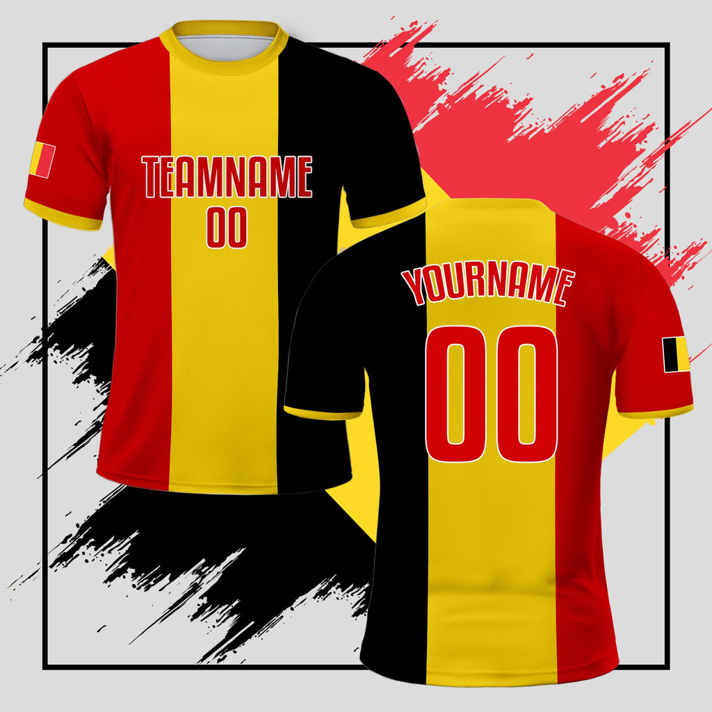 Custom Belgium Soccer Jersey for Men Women Youth Kid Uniform Shirt for Fans Player, Personalized Name Number Belgium National Soccer Jersey