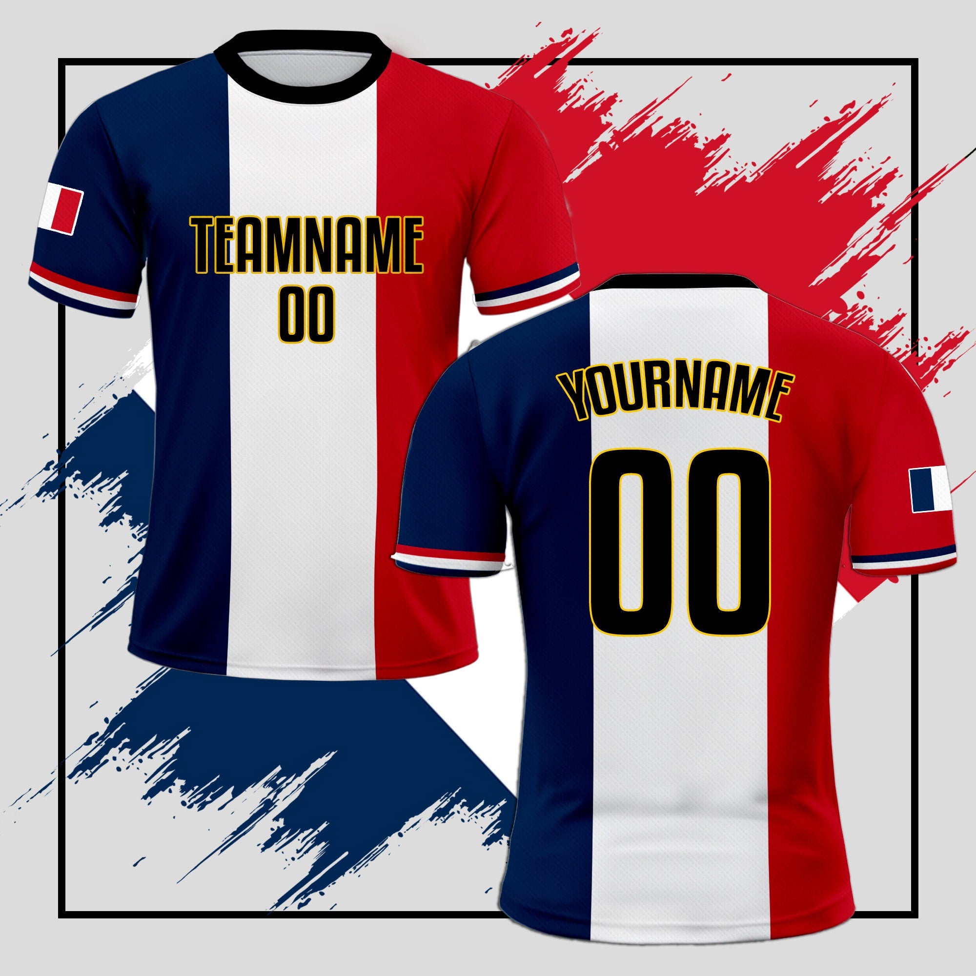Custom France Soccer Jersey for Men Women Youth Kid Uniform Shirt for Fans Player Personalized Name Number Logo National Team Soccer Jersey