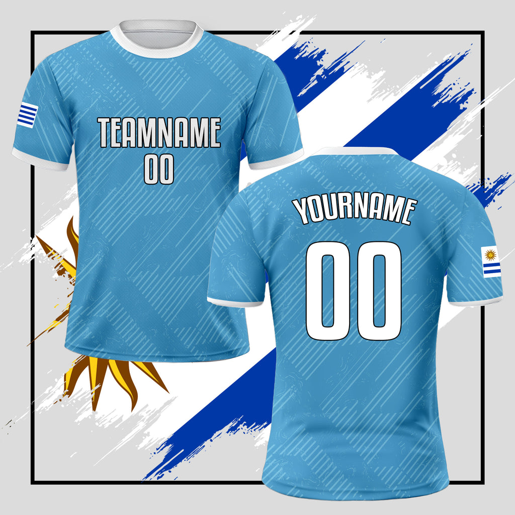 Custom Uruguay Soccer Jersey for Men Women Youth Kid Uniform Shirt for Fans Player Personalized Name Number Logo National Team Soccer Jersey