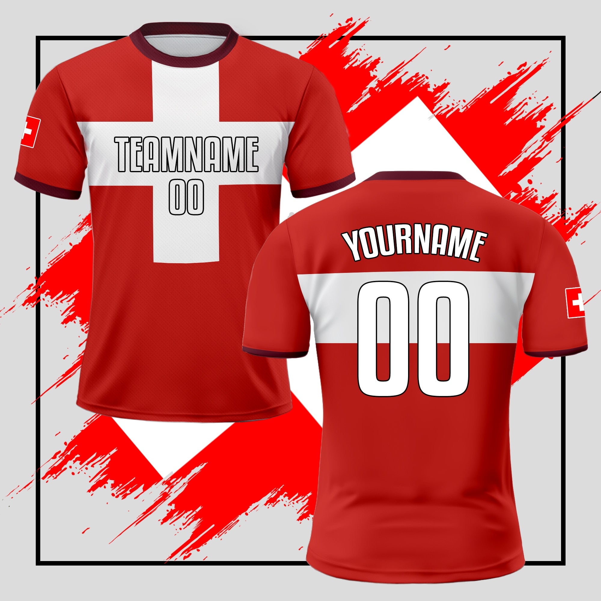 Custom Switzerland Soccer Jersey for Men Women Youth Kid Uniform Shirt for Fan Player Personalized Name Number Logo National Team Jersey