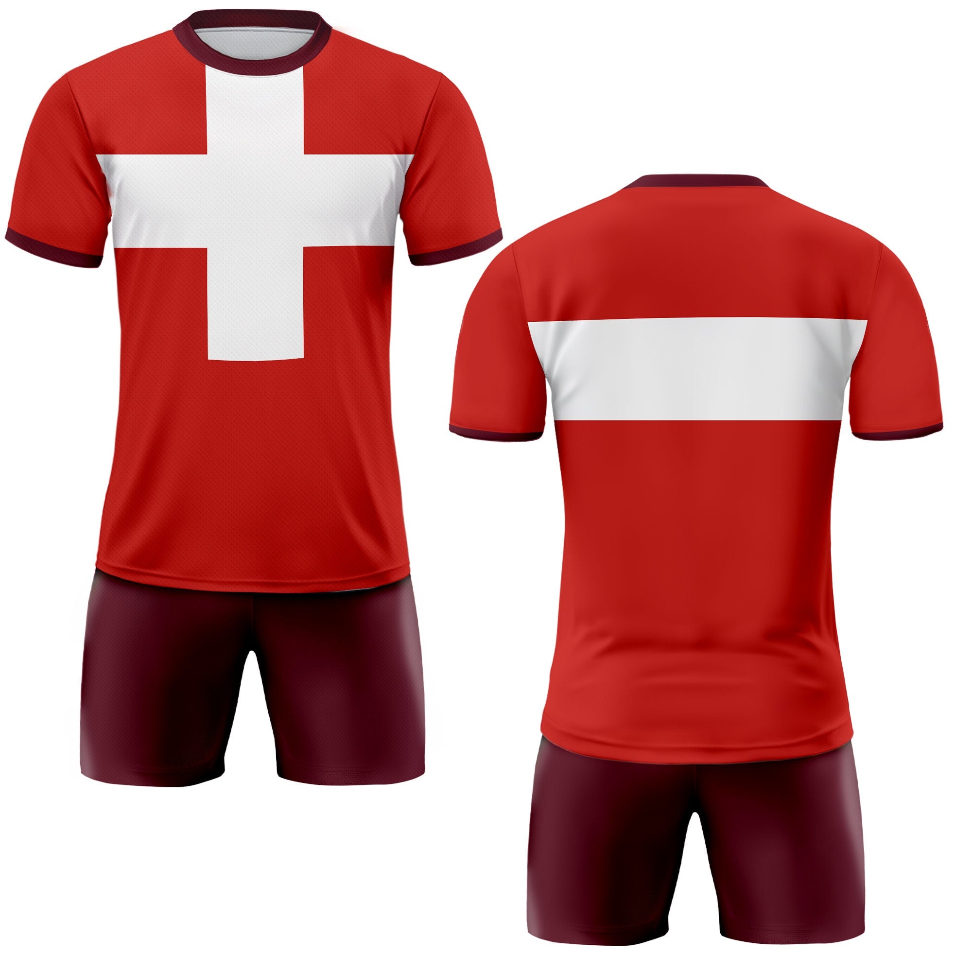 Custom Switzerland Soccer Jersey for Men Women Youth Kid Uniform Shirt for Fan Player Personalized Name Number Logo National Team Jersey