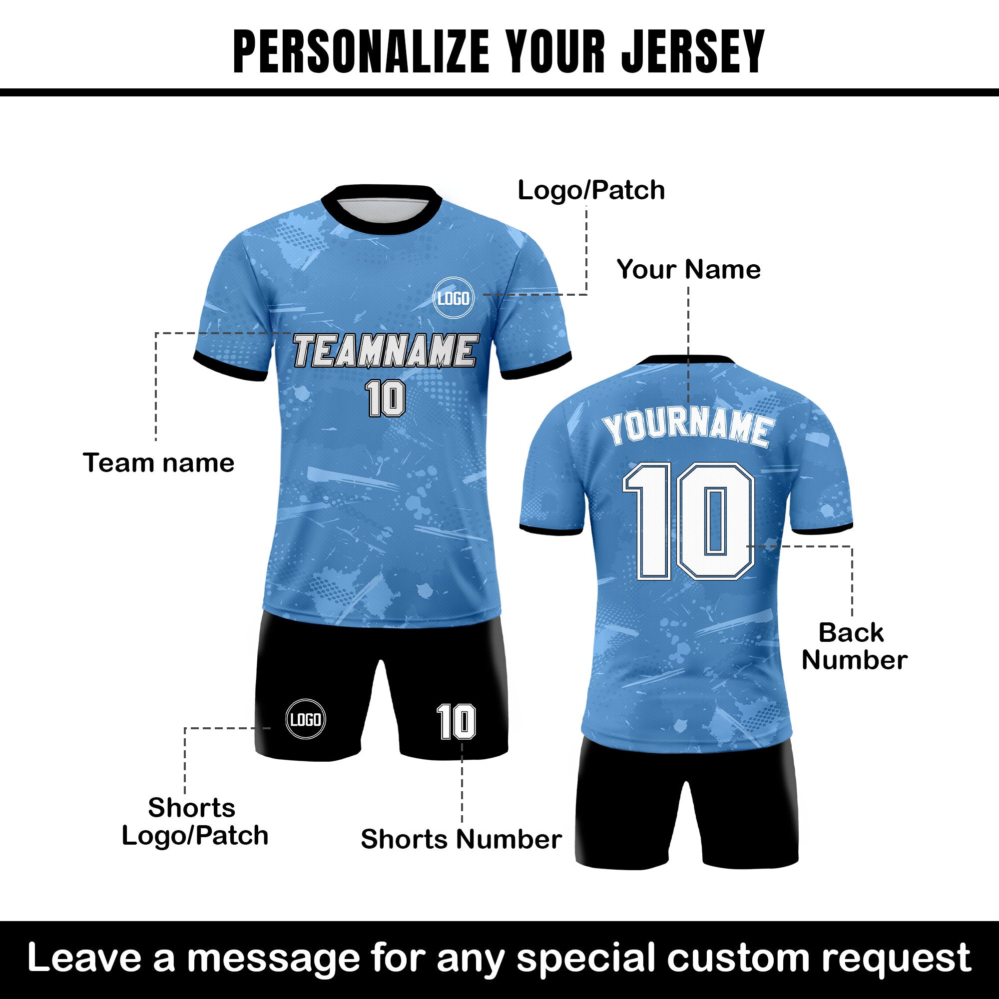 Custom Soccer Jersey for Men Women Youth Kid Team Uniform, Personalized Jersey with Team Name Logo Number, Blue Soccer Jersey Sublimation