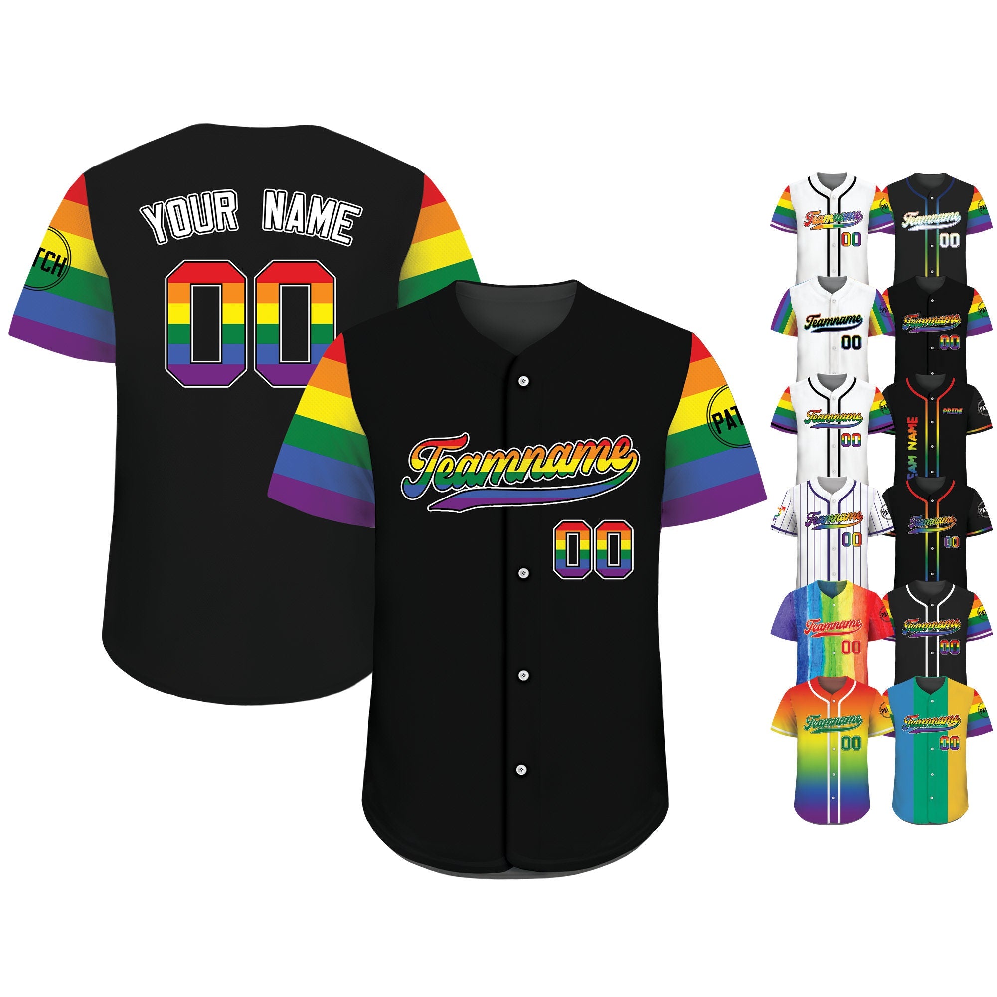 Custom LGBTQ Pride Month Baseball Jersey with Teamname Name Number, Rainbow Pride Jersey for LGBT, Personalized LGBT Team Baseball Jersey