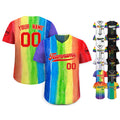 Custom LGBTQ Pride Month Baseball Jersey with Teamname Name Number, Rainbow Pride Jersey for LGBT, Personalized LGBT Team Baseball Jersey