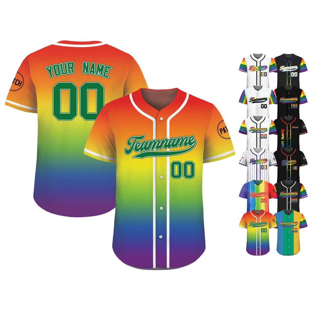 Custom Rainbow LGBTQ Pride Month Baseball Shirt, Custom Name Rainbow Pride Jersey for LGBT Lovers, Personalized LGBT Team Baseball Jersey