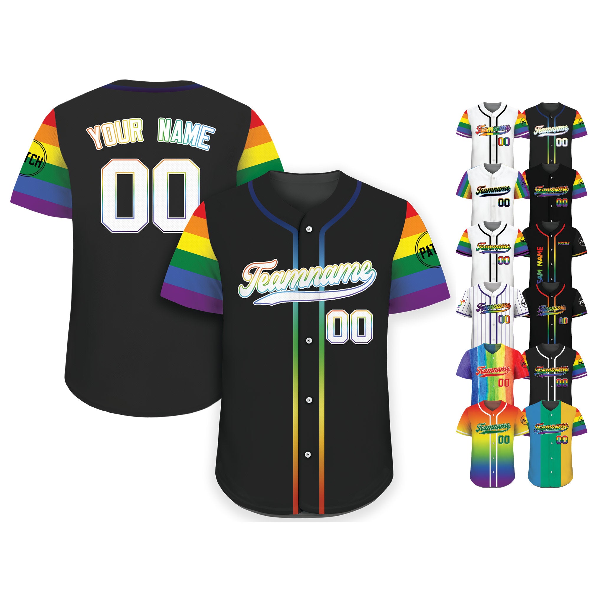 Custom Rainbow LGBTQ Pride Month Baseball Shirt, Custom Name Rainbow Pride Jersey for LGBT Lovers, Personalized LGBT Team Baseball Jersey
