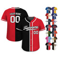 Custom Baseball Jersey with Teamname Name Number, Jersey Shirt for Men Women Youth, Personalized Split Button Down Jerseys Printed Red Black