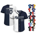 Printed Navy White Custom Baseball Jersey with Teamname Name Number, Jersey Shirt for Men Women Youth,Personalized Split Button Down Jerseys