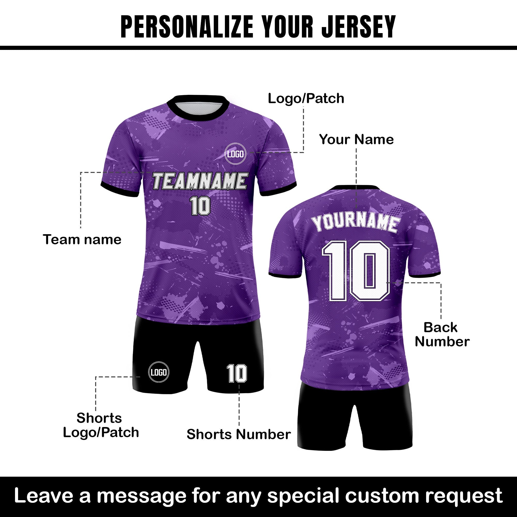 Custom Soccer Jersey for Men Women Youth Kid Team Uniform, Personalized Jersey with Team Name Logo Number, Purple Soccer Jersey Sublimation